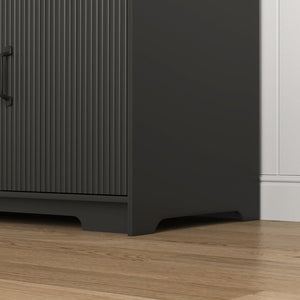 English Elm 8 Drawer Tall Chest Slim Particleboard Build Smooth Gliding Storage for Bedroom Closet Black W409S00010