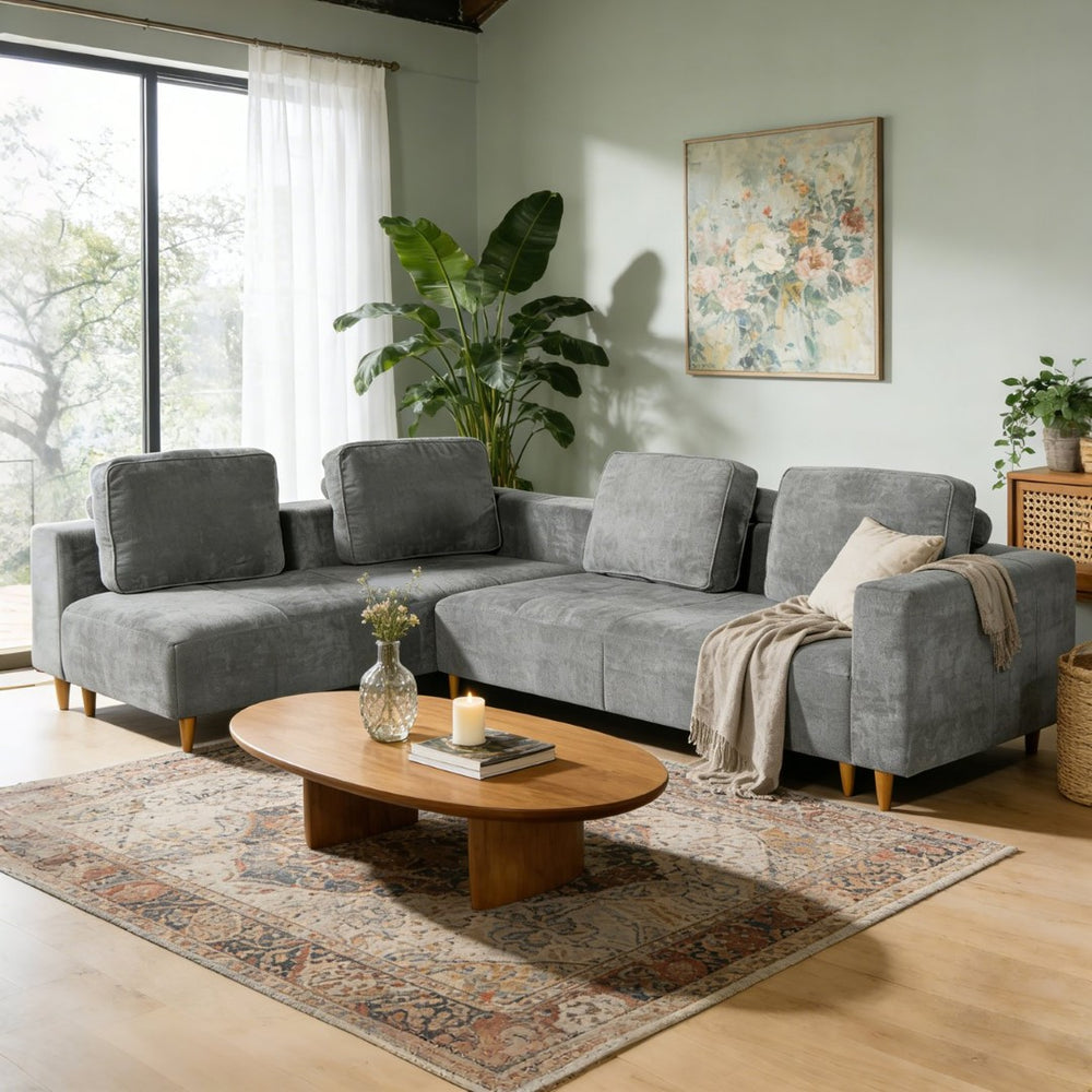 English Elm 2-piece L-shaped Sectional Sofa with Wood Legs Modular Seating for Living Room N758838485E