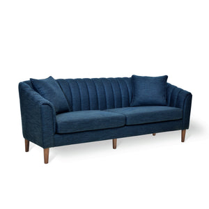 English Elm Christopher Knight Home® - 3-Seater Navy Blue Sofa - Stylish Comfort With Button-Tufted Stitches, Accent Pillows & Tapered Legs N771P202526U_N771P202529U