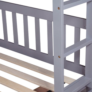English Elm Full Full Over Full Bunk Bed In Grey With 2 Storage Drawers, Ladder & Safety Guardrails – Versatile Design! W504S00194
