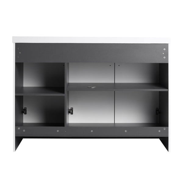 English Elm 48" Freestanding Bathroom Vanity with Thick Resin Sink, Soft-Close Doors, Adjustable Shelves, Durable Finish White W999S00275