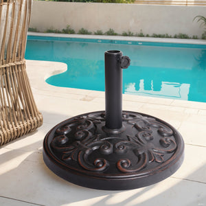 English Elm Christopher Knight Home® - GOBI Resin Umbrella Base Bronze Finish – Weather-Resistant Patio Poolside Holder, Fits 38–48mm Pole N775P256429B