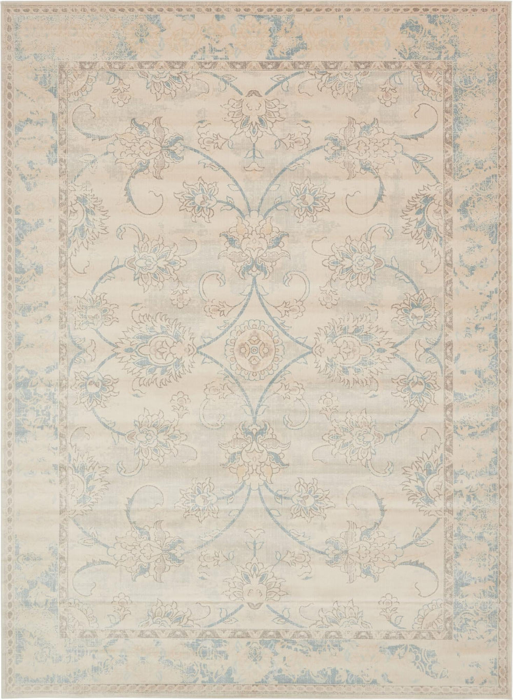 Unique Loom Paris Hickory Machine Made Border Rug Beige, Beige/Blue/Gray/Light Brown 10' 0" x 13' 1"