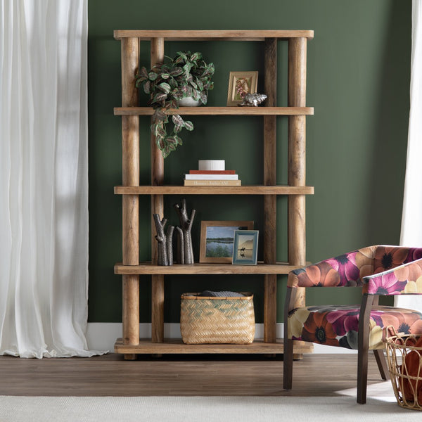 Crestview Collection Transitional Solid Mango Wood Bookcase - Elegant 4-shelf Storage For Living Room & Display Décor Brown Solid Wood Cvfnr4805