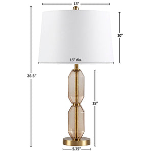 English Elm Faceted Glass Table Lamp with Gold Accents, Sculpted Faceted Base, 26.5"H Statement Lighting Brown 17.25 L x 16 W x 16 H B035P264526