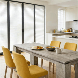 English Elm Extra Long Gray Wood Grain Dining Table Seats Eight Modern Engineered Top T3971P454355