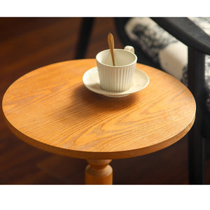 English Elm Round Oak Spindle Leg Accent Table Mid-century Minimalist Style for Living Room W3081P447609