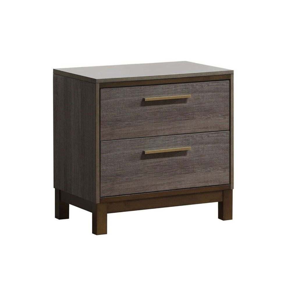 English Elm Wooden Nightstand With 2 Drawers - Charming Two-Tone Antique Gray Finish For Stylish Bedroom Storage B016P251591-GIGA