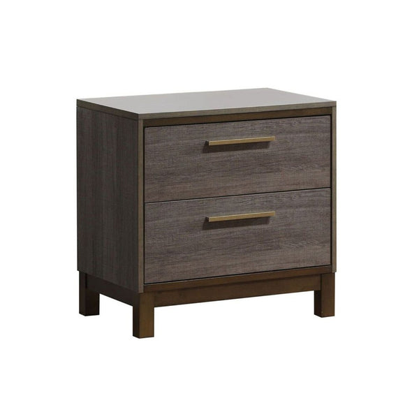 English Elm Wooden Nightstand With 2 Drawers - Charming Two-Tone Antique Gray Finish For Stylish Bedroom Storage B016P251591-GIGA