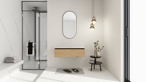 English Elm 36'' Floating Wall Mounted Bathroom Vanity Plywood Build with Soft Close Drawer W999P285411