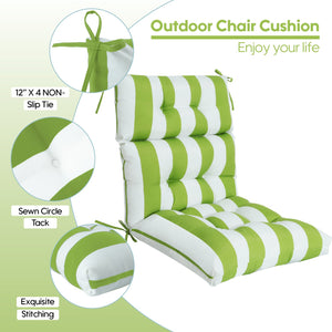 English Elm 2 Piece High Back Patio Chair Cushions Set, Tufted Reversible Outdoor Rocking & Adirondack Pads for Porch Seating Green W419P271776