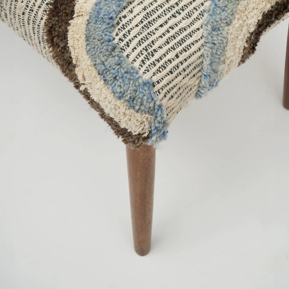 English Elm Stylish Tufted Grey Upholstered Stool Set of 2 with Sturdy Wooden Legs - Plush Accent Seating for Entryway, Vanity, Bedroom (25x18x18.5) B346P320755