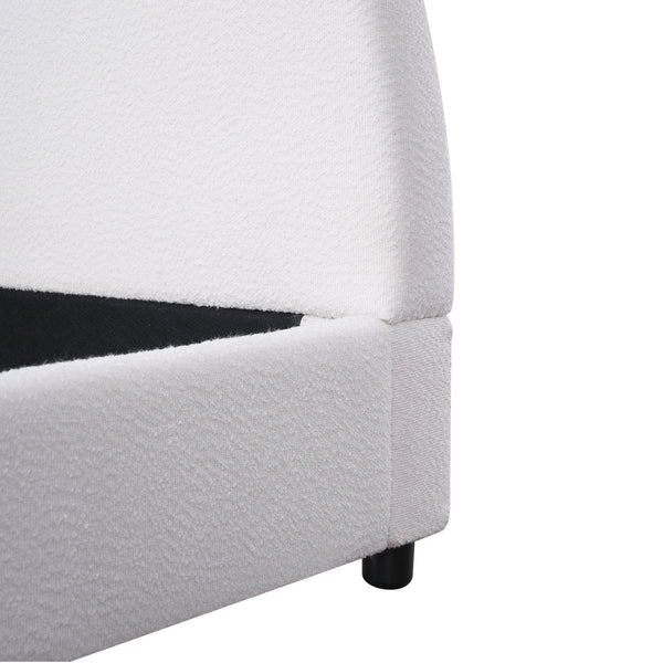 English Elm Christopher Knight Home® - Twin Boucle Upholstered Bed Frame with Rounded 3.8" Plush Headboard, No Box Spring Needed, White N757T329196W