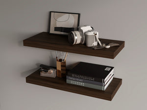 English Elm Ecco Dark Oak 31.5" Floating Shelves Set of 2 with Hidden Brackets, Sturdy Modern Wall Storage B070P351140