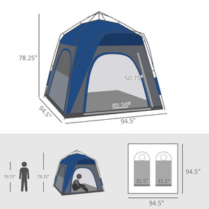 English Elm Outsunny 4 Person Hydraulic Pop up Camping Tent with Ventilated Windows Carry Bag W2225P229407
