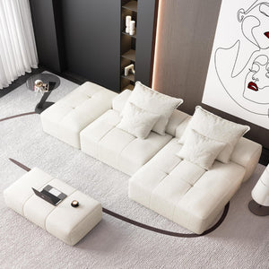 English Elm Modern Oversized Modular Sectional Sofa With Soft Chenille Fabric, Customizable Layout & 4 Pillows W1885S00057