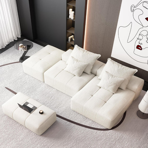 English Elm Modern Oversized Modular Sectional Sofa With Soft Chenille Fabric, Customizable Layout & 4 Pillows W1885S00057