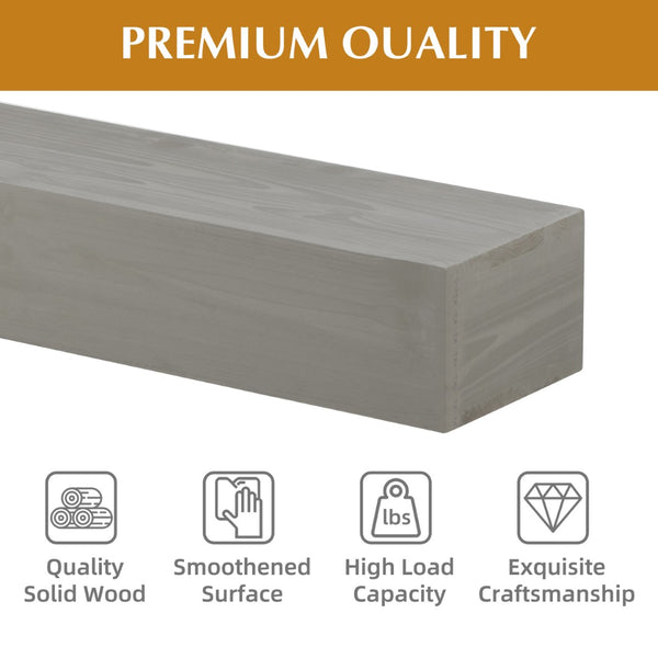 English Elm 48'' Solid Fir Wood Floating Mantel Shelf Farmhouse Style for Living Room Walls Grey W2640P386615