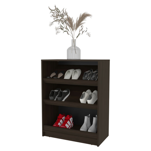 English Elm Wengue 3-Tier Shoe Rack with Open Storage Shelf — Sturdy Wood-Frame Organizer for Entryway & Décor (39.25"H) B062P323163