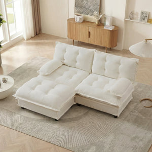 English Elm 77" Modular Cloud Sectional Chenille Couch Deep Lounge Seat with Ottoman for Living Room Beige W714S01675
