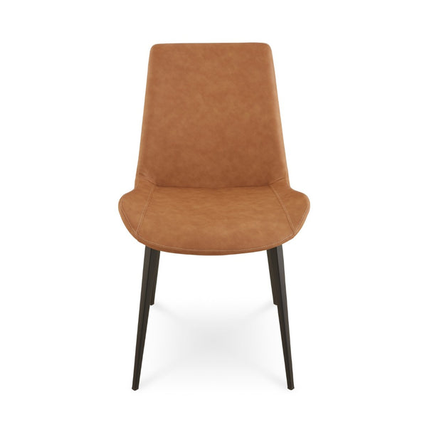 English Elm 21 Inch Mid-century Dining Chair Set Two Faux Leather Scoop Seats Matte Black Frame B056P412609