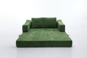 English Elm Modern Modular Chenille Sofa Bed Fold-Out Convertible Floor Couch with Removable Backrest & Pockets in Green W1829P192398