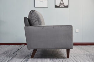 English Elm LOVESEAT,GREY Plush Microfiber Two-Seater Sofa with High-Density Foam, Solid Wood Frame, Durable Comfort Gray B205P249002