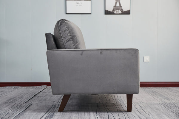 English Elm LOVESEAT,GREY Plush Microfiber Two-Seater Sofa with High-Density Foam, Solid Wood Frame, Durable Comfort Gray B205P249002