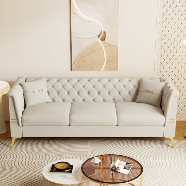 English Elm Fx-P83-Cw4 Stylish Faux Sherpa Sofa With 2 Pillows - Luxurious Comfort & Modern Design For Any Space W576S00222