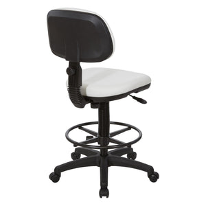 OSP Home Furnishings Sculptured Ergonomic Drafting Chair with Vinyl Upholstery for Studio and Lab Workspaces Dillon Snow DC517V-R101