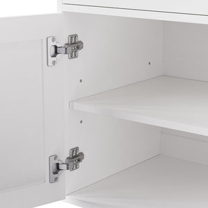 English Elm On-Trend Farmhouse Tv Stand With Solid Wood Legs, Glass Doors & Adjustable Shelves For Tvs Up To 70" N721S000041K-GIGA