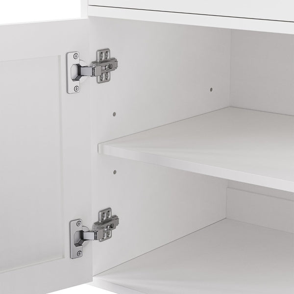 English Elm On-Trend Farmhouse Tv Stand With Solid Wood Legs, Glass Doors & Adjustable Shelves For Tvs Up To 70" N721S000041K-GIGA