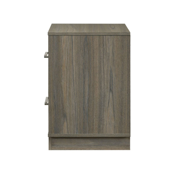 English Elm 2-drawer Nightstand Floating Base Grey Oak Melamine Finish Antique Nickel Hardware B016P460455