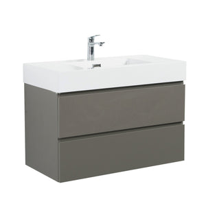 English Elm Alice 36" Gray Wall-Mounted Bathroom Vanity With Pre-Assembled Sink, Stylish Storage & Minimalist Design W1865S00006