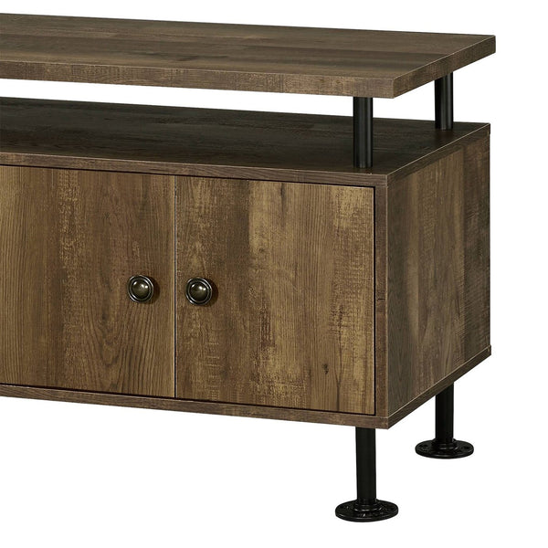 English Elm 60-Inch Rustic Oak Tv Stand With 4 Open Compartments: Stylish Storage For Modern Living Rooms B016P317070