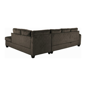 English Elm 2-piece Tufted Microfiber Sectional Reversible Chaise Pocket Coil Modern Living Room Chocolate B011S01323