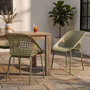 English Elm Eldred Outdoor Stackable Dining Chairs Set of 2 Uv Resistant Patio Seating Sage Green N776P390454G