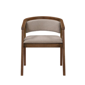 English Elm Christopher Knight Home® - U-shaped Mid-Century Dining Chair with Armrests, Bouclé Upholstery, High-Density Foam Comfort khaki,Walnut N771P331338T