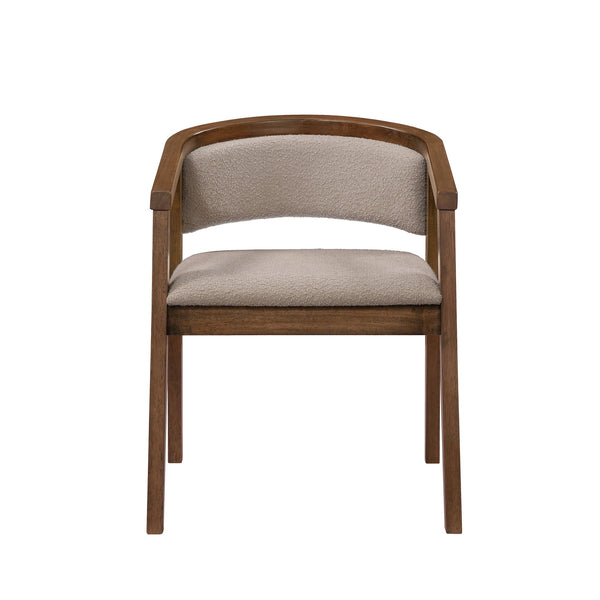 English Elm Christopher Knight Home® - U-shaped Mid-Century Dining Chair with Armrests, Bouclé Upholstery, High-Density Foam Comfort khaki,Walnut N771P331338T