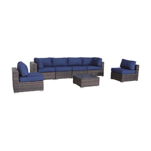 English Elm Fully Assembled 7-Piece Modular Rattan Outdoor Lounge Set With Cushions – Weather-Resistant Comfort! B120S00170