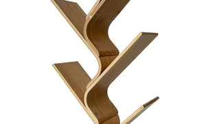 English Elm Modern Bamboo Diagonal Shelf Unit for Living Room — Contemporary Vertical Display, Space-Saving Organizer Natural 26 L x 11 W x 10 H B2741P342786