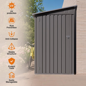 English Elm 4x9 Ft Galvanized Steel Lean-to Outdoor Storage Shed with Vented Sloped Roof and Windows W3213P417563