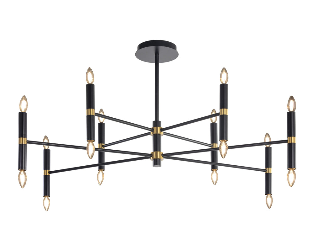 Sunpan Briggs Chandelier – Stunning Black Iron & Bronze Elegance for Dramatic Indoor Spaces, 50.75"W