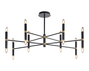 Sunpan Briggs Chandelier – Stunning Black Iron & Bronze Elegance for Dramatic Indoor Spaces, 50.75"W