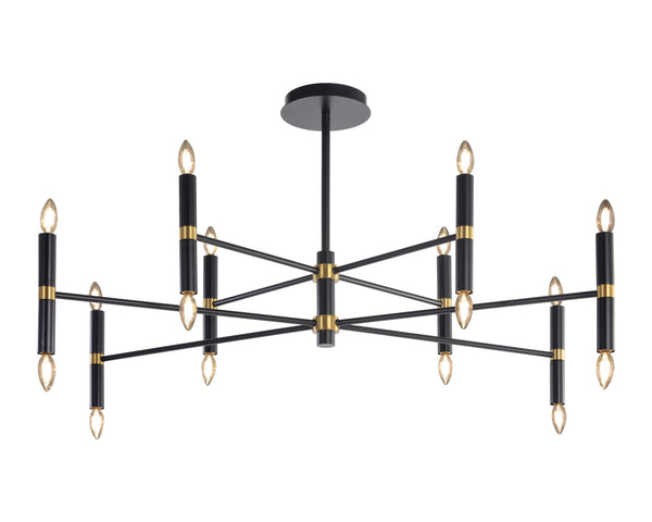 Sunpan Briggs Chandelier – Stunning Black Iron & Bronze Elegance for Dramatic Indoor Spaces, 50.75"W