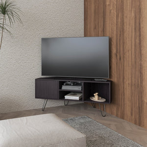 English Elm Lancaster Corner Tv Stand with Open Shelves Cabinet Storage for Living Room Decor B070P337097