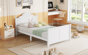 English Elm Twin Low Profile Kids Platform Bed Solid Pine Frame with Guardrails and Storage White W2593P411269
