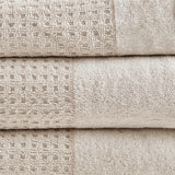 Madison Park Spa Waffle Modern/Contemporary Cotton Waffle Jacquard Antimicrobial Bath Towel 6 Piece Set MP73-5914 Natural