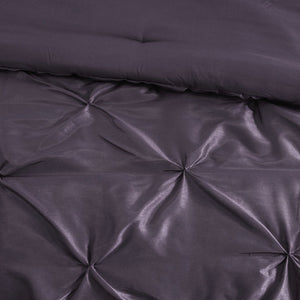 English Elm 7-piece Queen Tufted Pleated Comforter Set with Shams Bed Skirt Decorative Pillows Plum B035P463174