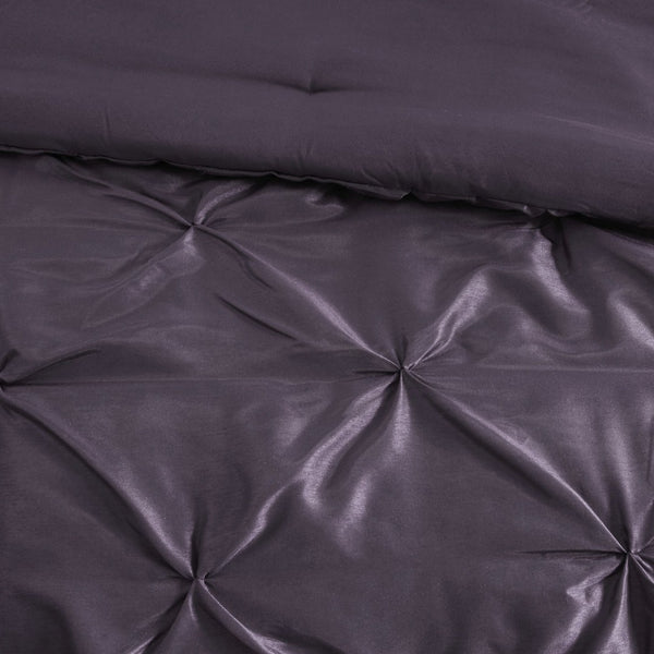 English Elm 7-piece Queen Tufted Pleated Comforter Set with Shams Bed Skirt Decorative Pillows Plum B035P463174